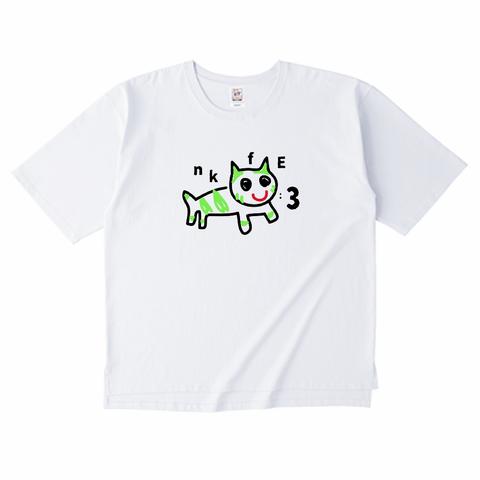 nkfE:3/オーバーサイズ/ビッグシルエット/Tシャツ/グリーンキャット/メンズ