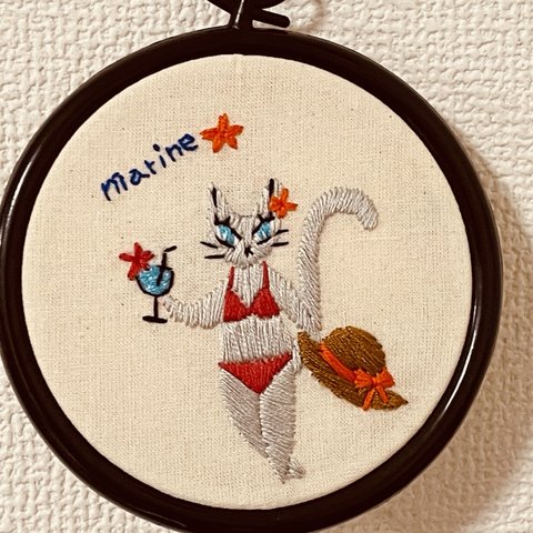 刺繍枠飾り　marine