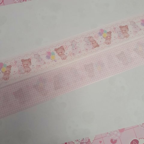 140㎝☆両面ﾘﾎﾞﾝ幅38mm☆いたずらBABYくま(レース)