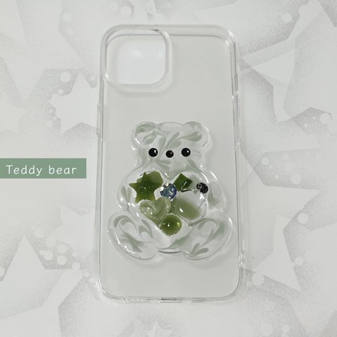 Teddy Bear Jewelry スマホケース -moss green-