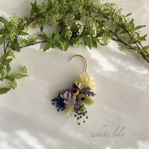 「lavender」紫陽花とハニーテールとラベンダーの耳飾り