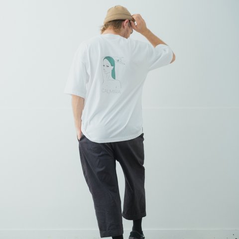 CALMIRA【狐指】Tシャツ スウェット ロンTパーカー   ビッグシルエット オーバーサイズ  ホワイト 白　　