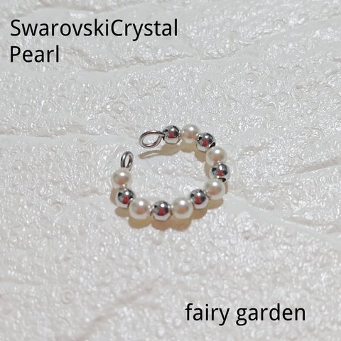 SwarovskiCrystal Pearl イヤーカフ　アレルギー対応