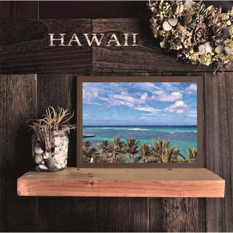 【送料無料】南国の風景☆HAWAII  No.203                               フレーム付    A4サイズ