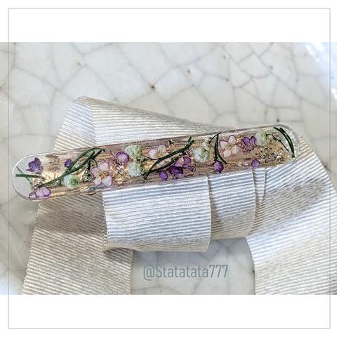 ヘアクリップ：Flora.（紫）hair clip using dried flower