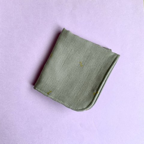 ふんわり8重ガーゼハンカチ　リボン(グレー) [20×22]