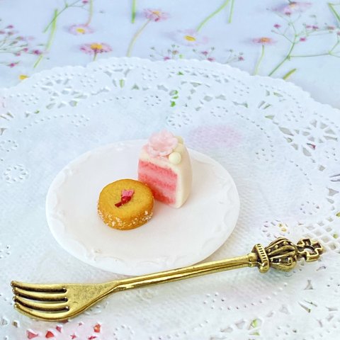 桜ショートケーキのイヤリング/ピアス