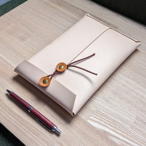 レザーA5封筒 (ベージュ × 選べるカラー)【カスタム承ります】
