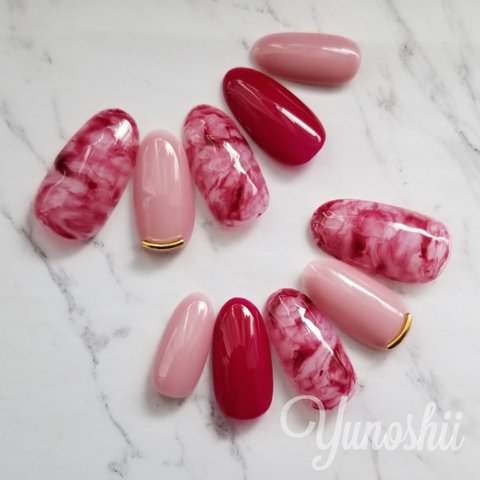 Sheer Marble Nail Bordeaux×Orchid