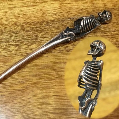 画骨CARVEX 繊細彫刻名人「小手」作品 スカル 耳かき 925シルバー イヤースコープ 手作り ハンドメイド 送料無料 髑髏　骸骨　スカル