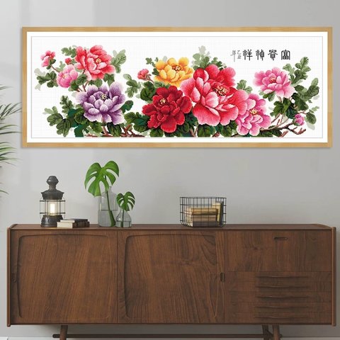 クロスステッチ完成品　お花