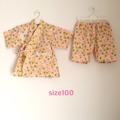 size100☆ナチュラル甚平treeピンク