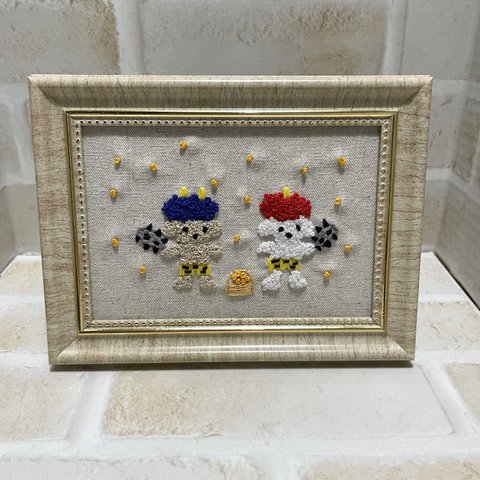 【送料無料】刺繍　フレーム　インテリア　トイプードル　節分