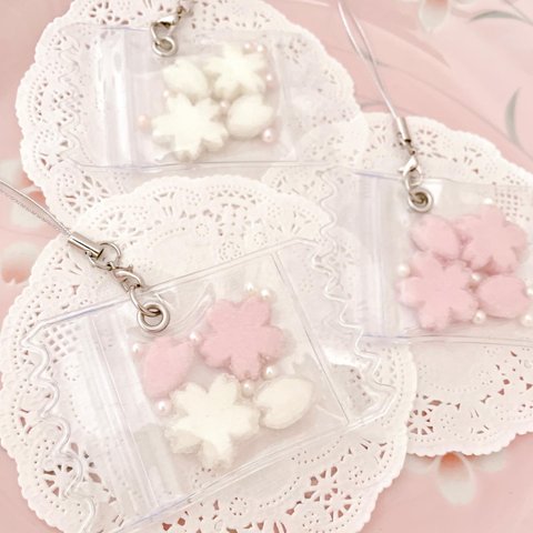 桜と花びらお砂糖♡キャンディーバッグ ストラップ