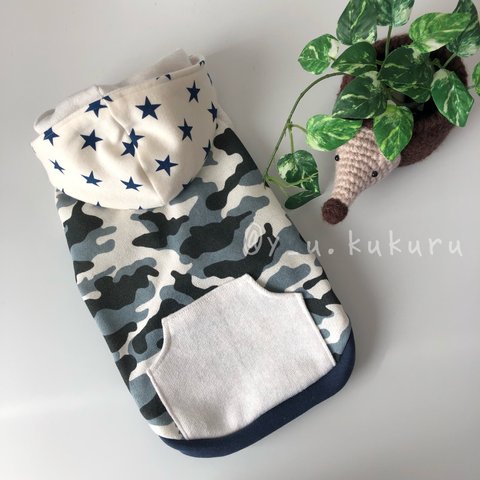 《ワンちゃん》完成品・カモフラ☆ブルースターパーカ　¥2800 30%off →¥2000