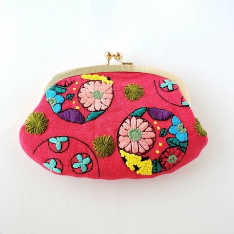 花毬刺繍のがま口