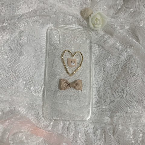 新作♡クマさんとブラウンリボンのiPhoneケース