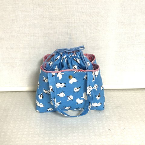 【SALE】あおりポケットの巾着バッグ