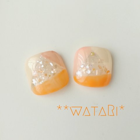 orange×beige △　ネイルチップ　フットネイル　浴衣