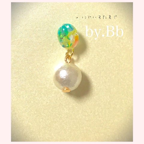 虹色たまごとパール✳︎ピアス&イヤリング