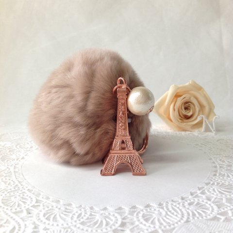 2e*ファーチャーム《Eiffel or rose/beige》