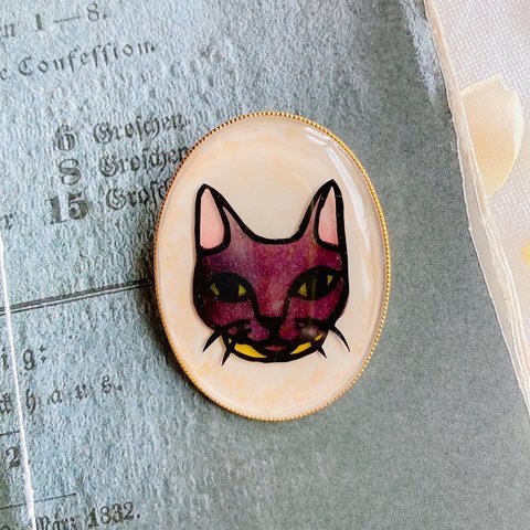 切り絵作家Atelier Shinon ☆ ブローチ 〜茶猫