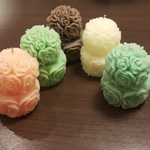 バラがいっぱい♡蜜蝋キャンドル(2個)