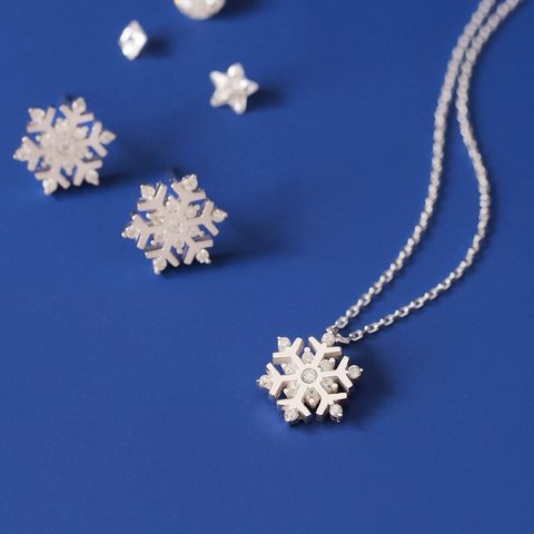 雪の結晶 ネックレス ピアス 限定セット