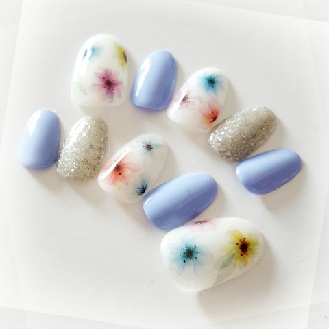 Sheer Flower Nail aqua