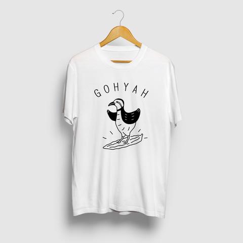 ヤンバルクイナ ゴーヤサーフィン 沖縄 鳥 動物イラストアーチロゴTシャツ 