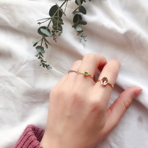 2set bijou ring (ヴィンテージローズ×エメラルド)