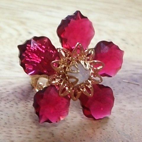 【受注生産】再販！Flower Ring　【red×gold】