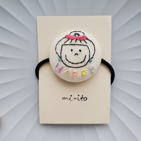 刺繍ヘアゴム🌷　no.1485　くるみぼたん　💛送料無料💛　