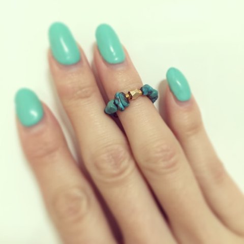 natural turquoise of gold point ring