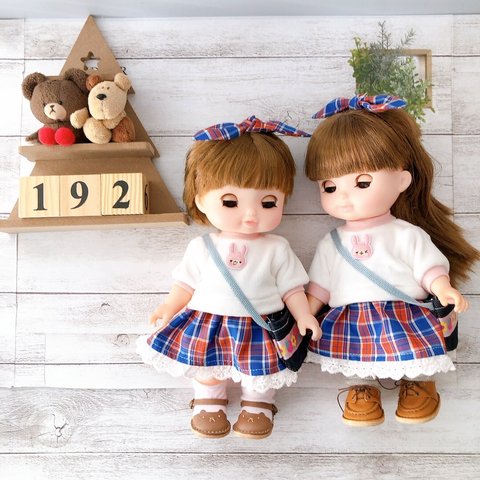 完売＊192 ソランちゃん・メルちゃん服＊白うさぎパジャマとスカート５点セット