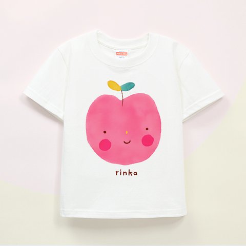 Kids 名前入り 名入れ Ｔシャツ 半袖（りんごのヘリコプター）