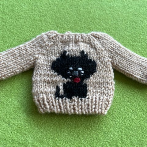 りかちゃん編み込みニットセーター〈黒猫〉　　　　　　　　　　　　