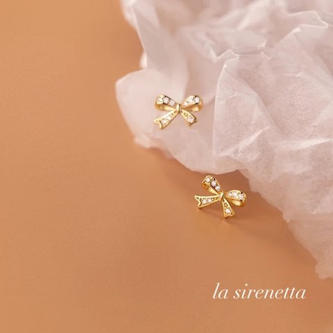 受注製作 ピアス ＊ butterfly knot pave pierce