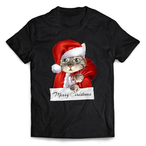 半袖Tシャツ 【猫 ねこ クリスマス サンタクロース】 by FOX REPUBLIC