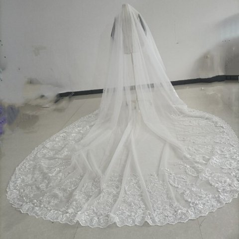 送料無料！人気上昇！ウエディングドレスベール 3D立体レース刺繍 二重のチュール花嫁/結婚式