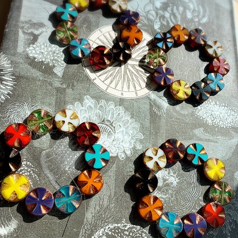 再販【10コセット】JIRI＊IVANA #czech beads#チェコビーズcross14㎜ mix assort 