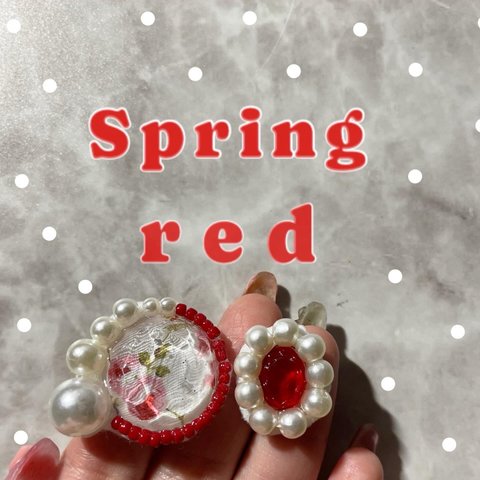 作品名＠Spring red▼ピアス/（イヤリング変更可◎）