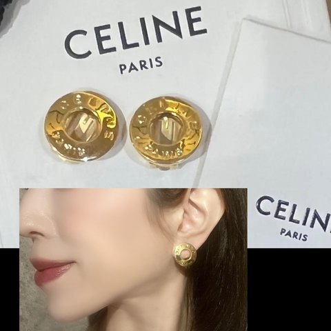 0597 VINTAGE EARRING  CELINE サークルイヤリングヴィンテージ　アンティーク  クラシカル　フラワー　ミニ　クリップ　ナチュラル　カジュアルブライダルジュエリ