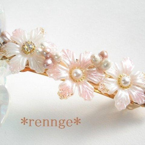 ❀冬桜の髪飾り❀バレッタ