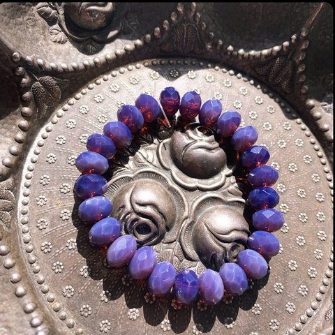 【1連25コセット】JIRI＊IVANA#czech beads#チェコビーズ　rondel9✖️6㍉ viora grape24f