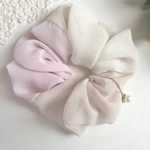 【シフォン❤︎シュシュ】　シンプル＊ pink beige＊