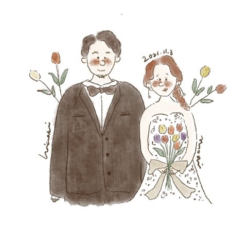 結婚式イラスト (小顔ver)🎨絵の具