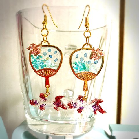 ★Sale★金魚うちわピアス