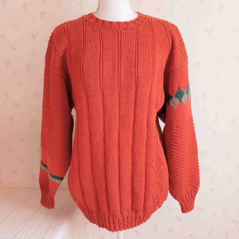 レンガ色のセーター＊メリノウール100