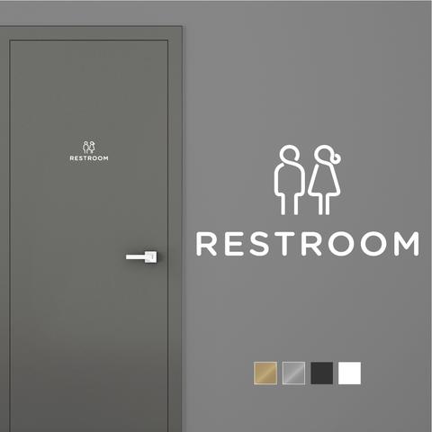 【賃貸OK】RESTROOM ドア サインステッカー アイコン │トイレ用 選べる4色展開